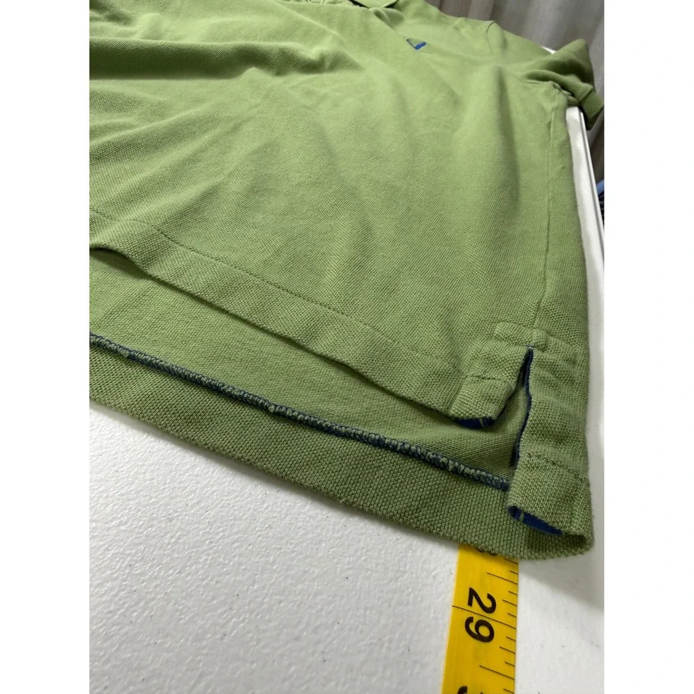 Vintage Y2K American Eagle Outfitters Mens Green Pique Polo Shirt Large Preppy